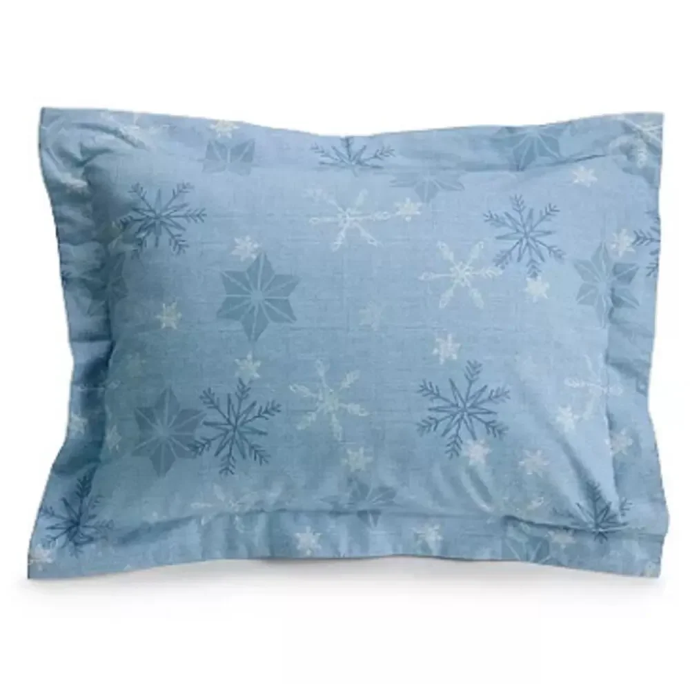 Cuddl Duds Snowflakes Flannel Heavyweight Comforter 4PC Set Full/ Queen